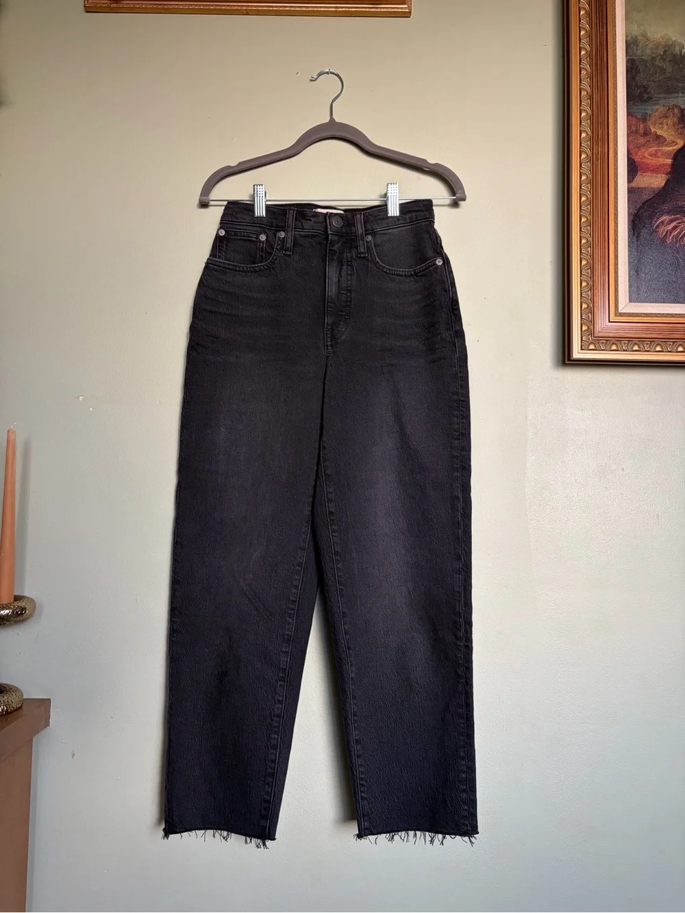 Madewell Black Denim Balloon Raw Hem Womens High-Rise Jeans Size 23 NG264 - Picture 11 of 14